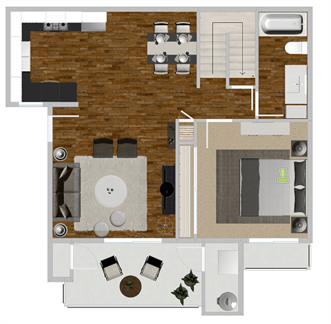 2 Bedroom 2 Bathroom Floor Plan at Solterra At Civic Center, California  